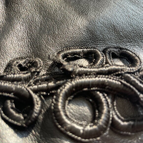 Leather jacket with embroidered buttons - Picture 6 of 8